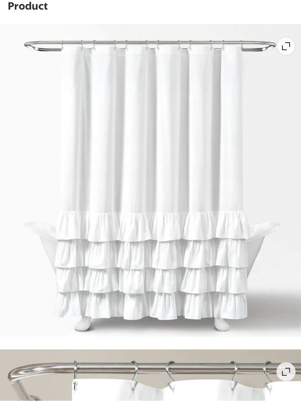 White Ruffled Shower Curtain